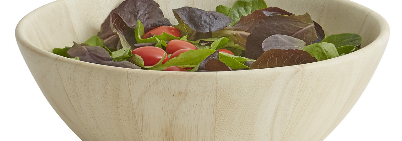 Stained Rubberwood Salad / Serving Bowls 